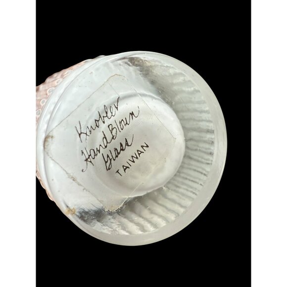 Vtg. Knobler Hand Blown Glass White Frosted Ribbed MCM Bud Textured Vase 4.25” - Picture 6 of 6
